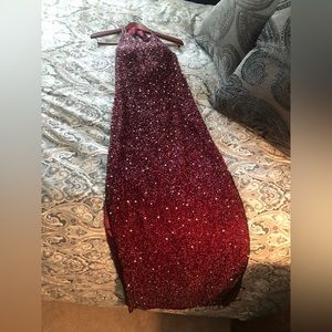 Burgundy Beaded Formal Gown Small with Side Slits